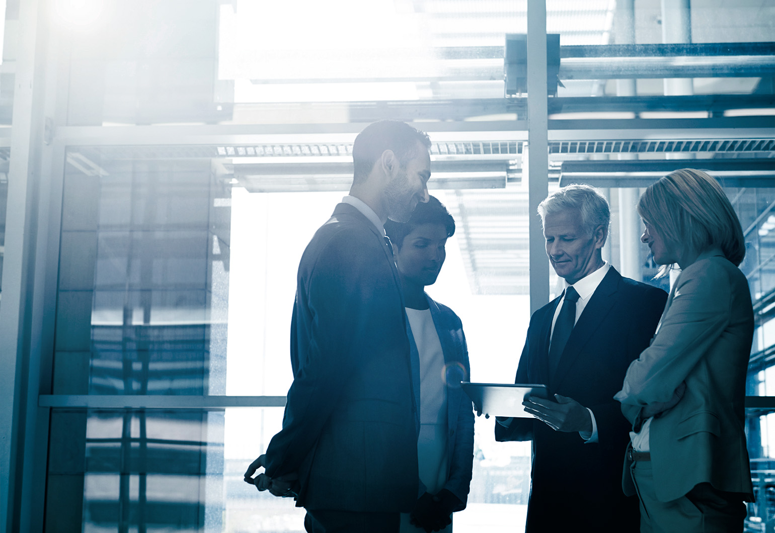 Commercial agents meeting with clients